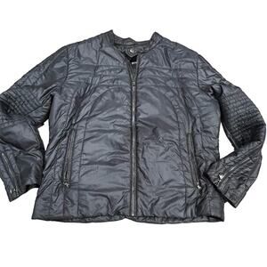 Hugo Boss Grey Puffer Moto Jacket 44R XL Zip up